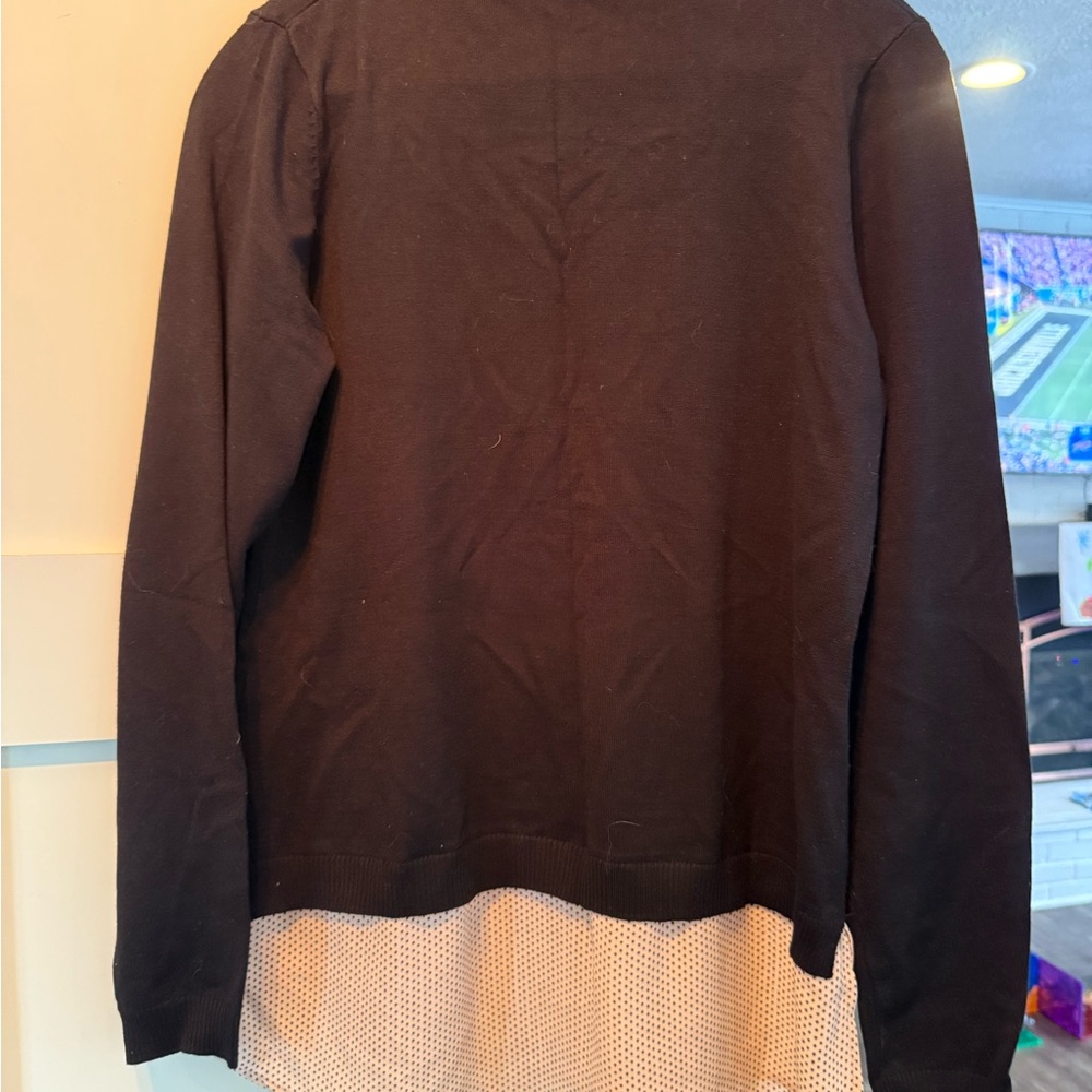 Adrianna Papell Black Sweater with Polka Dot Collar